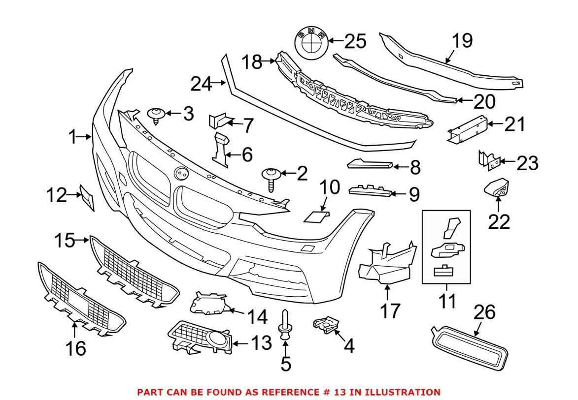 BMW Fog Light Trim = Front Passenger Side 51118057324